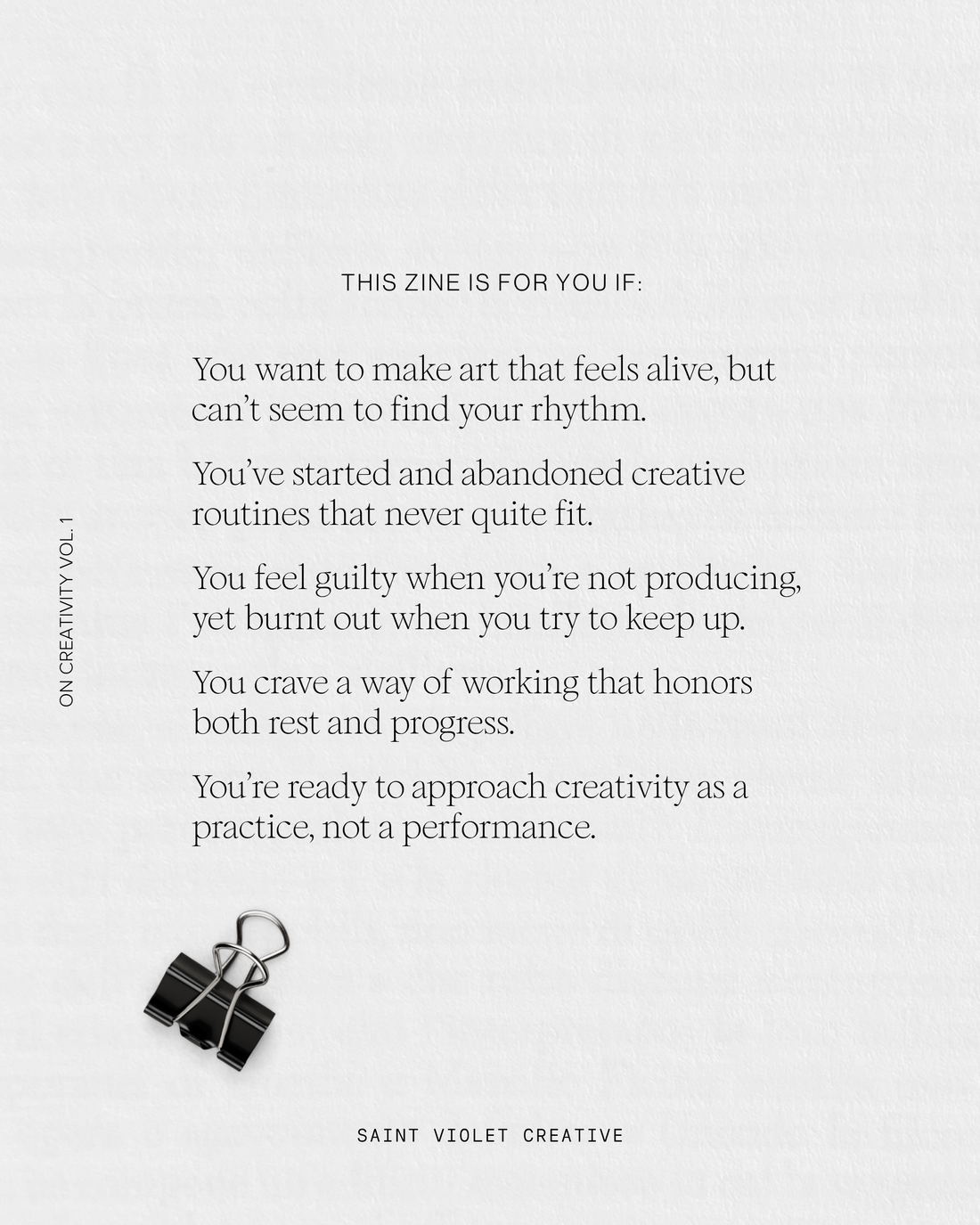 On Creativity Vol. 1: Developing a Creative Practice Zine