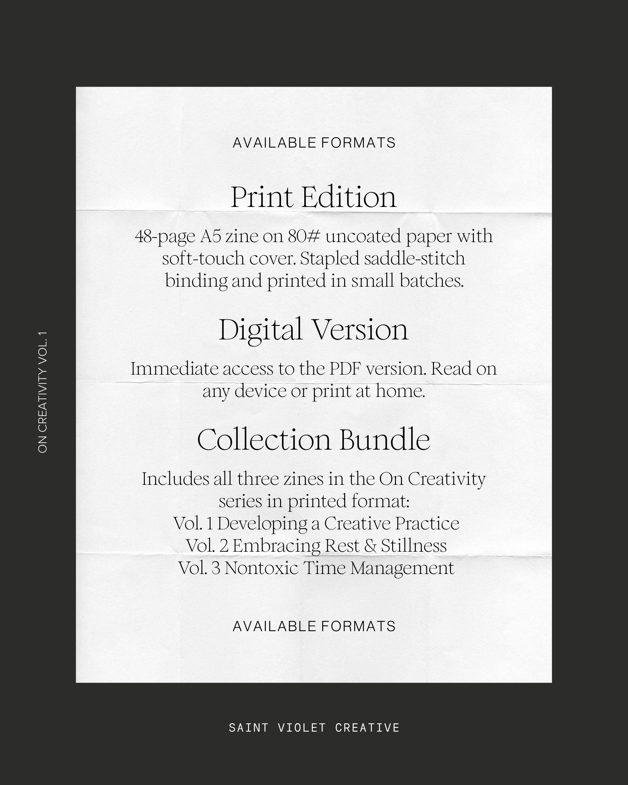 On Creativity Vol. 1: Developing a Creative Practice Zine