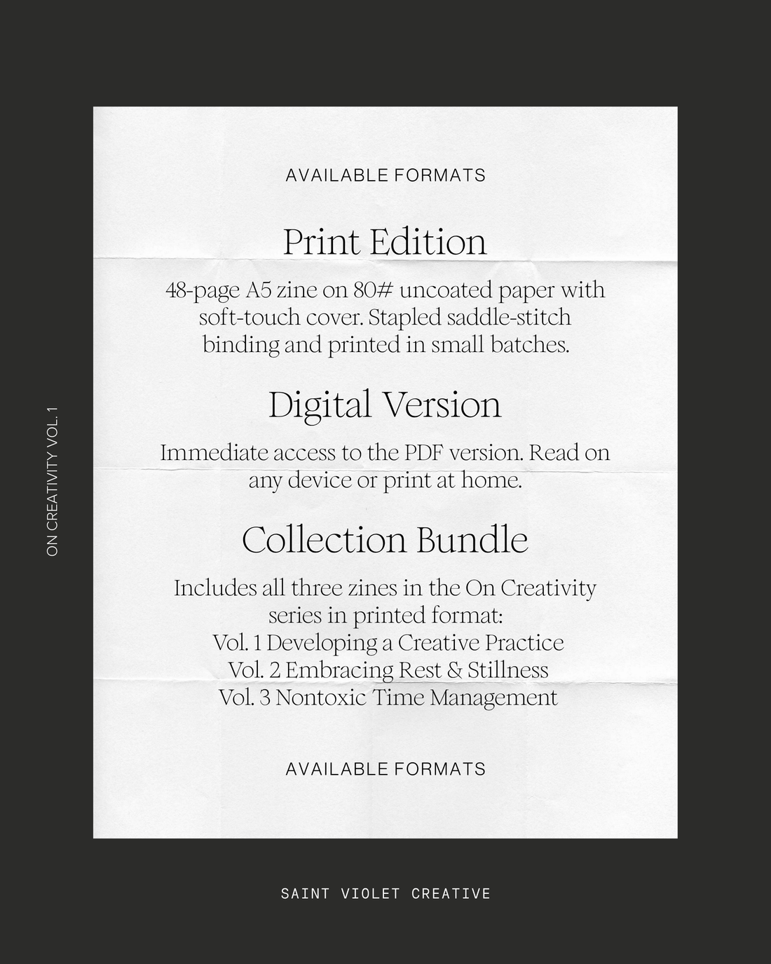 On Creativity Vol. 1: Developing a Creative Practice Zine