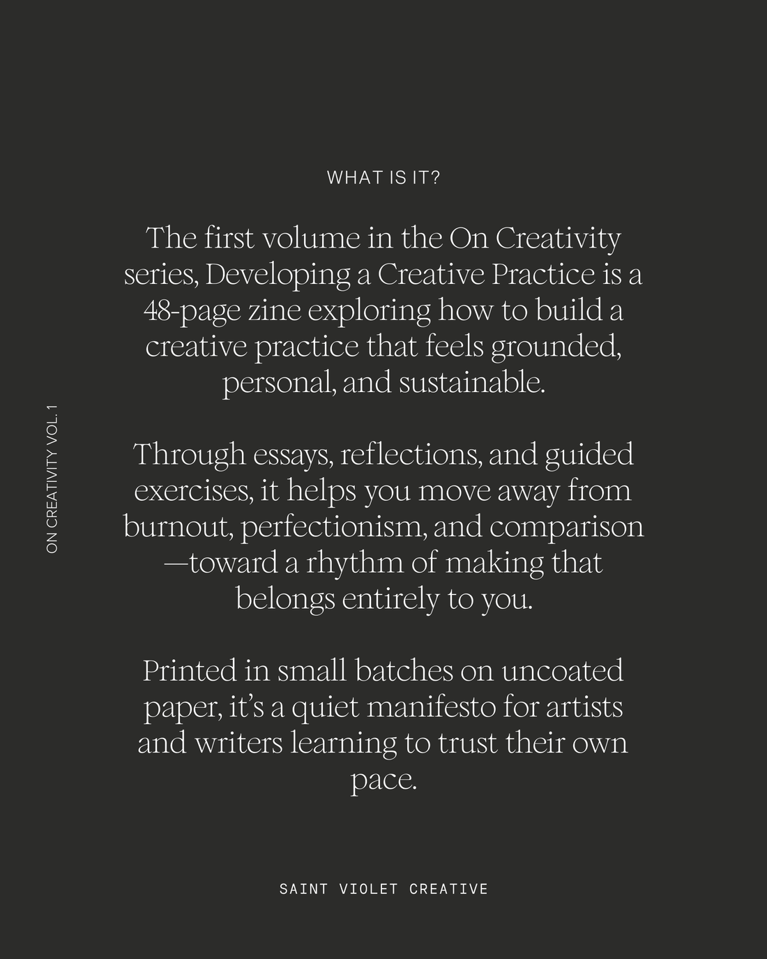 On Creativity Vol. 1: Developing a Creative Practice Zine