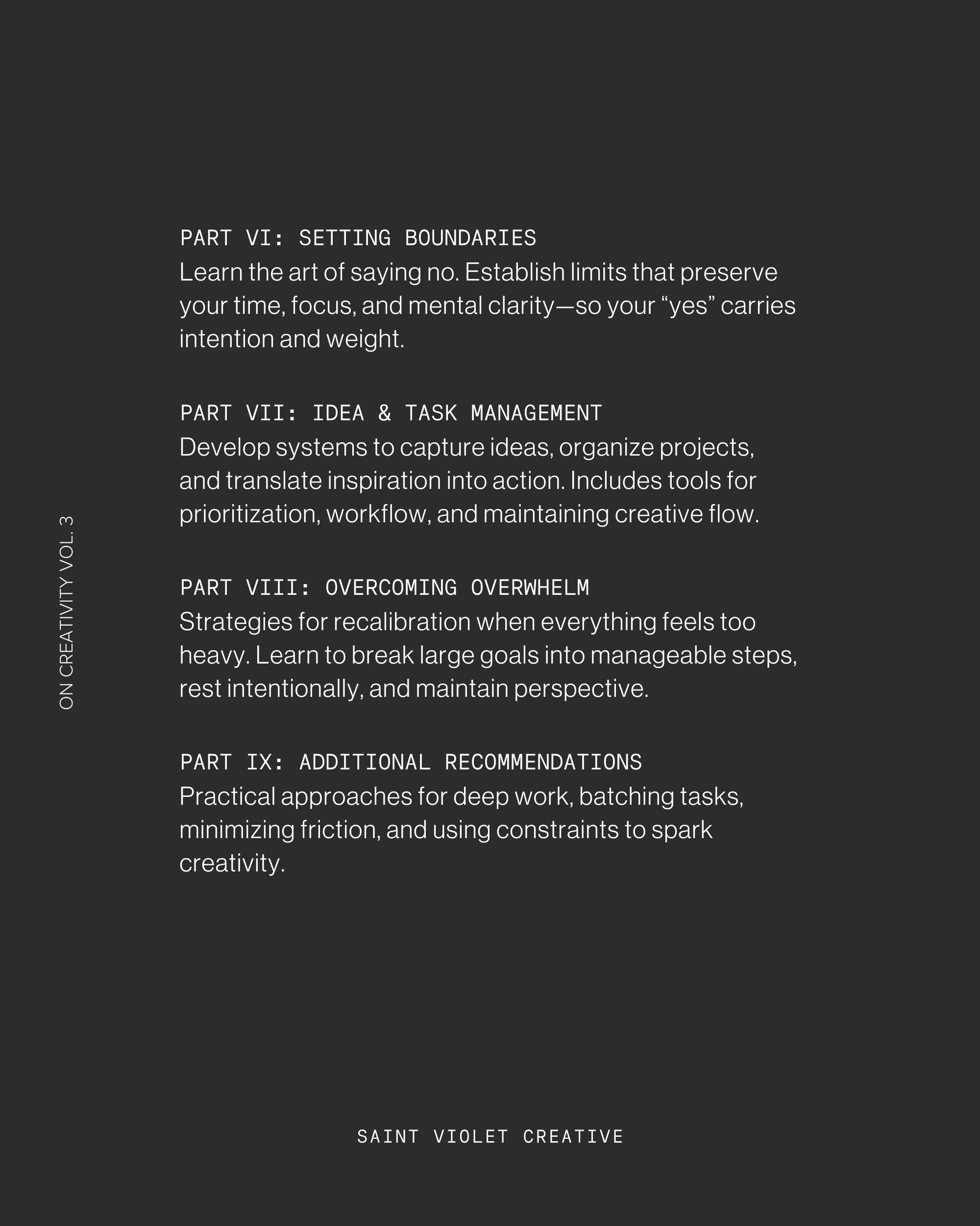 On Creativity Vol. 3: Nontoxic Time Management Techniques for Creatives