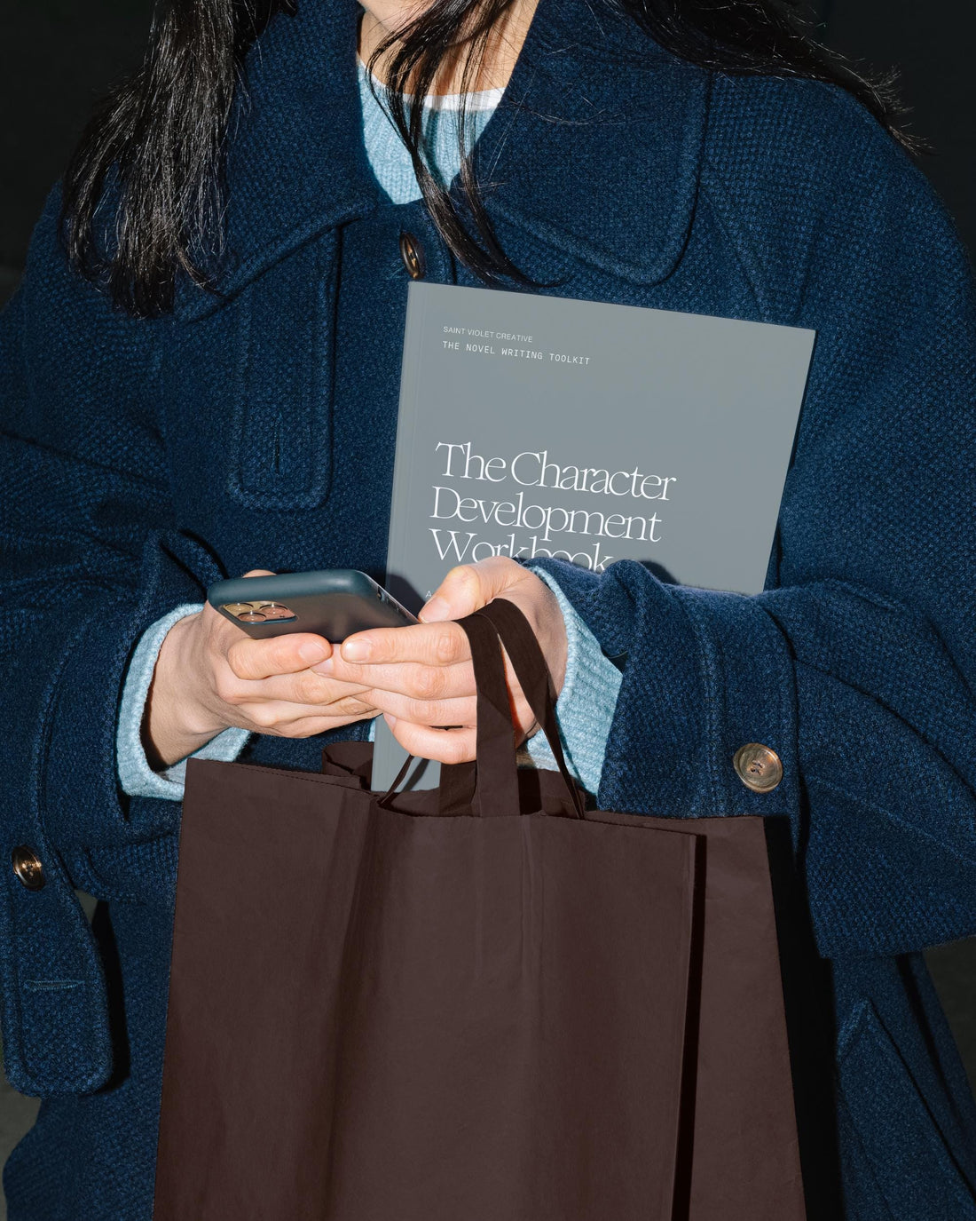 Print and digital editions of the Character Writing Workbook for writers and authors. Perfect-bound 7x10 softcover plus digital access with printable worksheets and templates. Creative writing workbook, novel planner, and author resource for story structure, plot, and character design. Great writer gift for aspiring novelists.