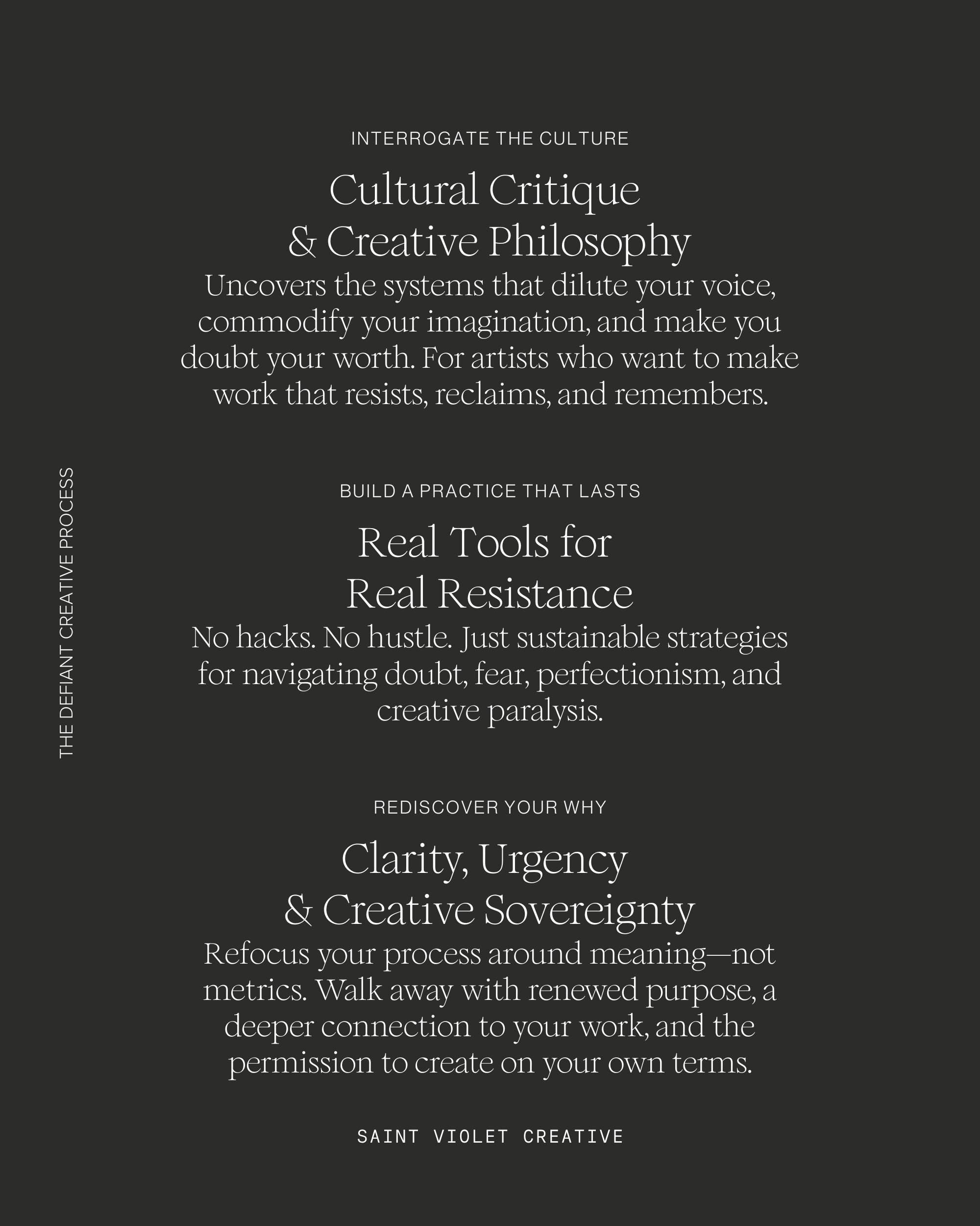 Creative Process eBook and workbook for artists and writers reclaiming their inspiration. The Defiant Creative Process offers reflections, exercises, and grounded frameworks for sustainable creativity. Ideal for creatives who want more than quick motivation—a deep, lasting relationship with their art.