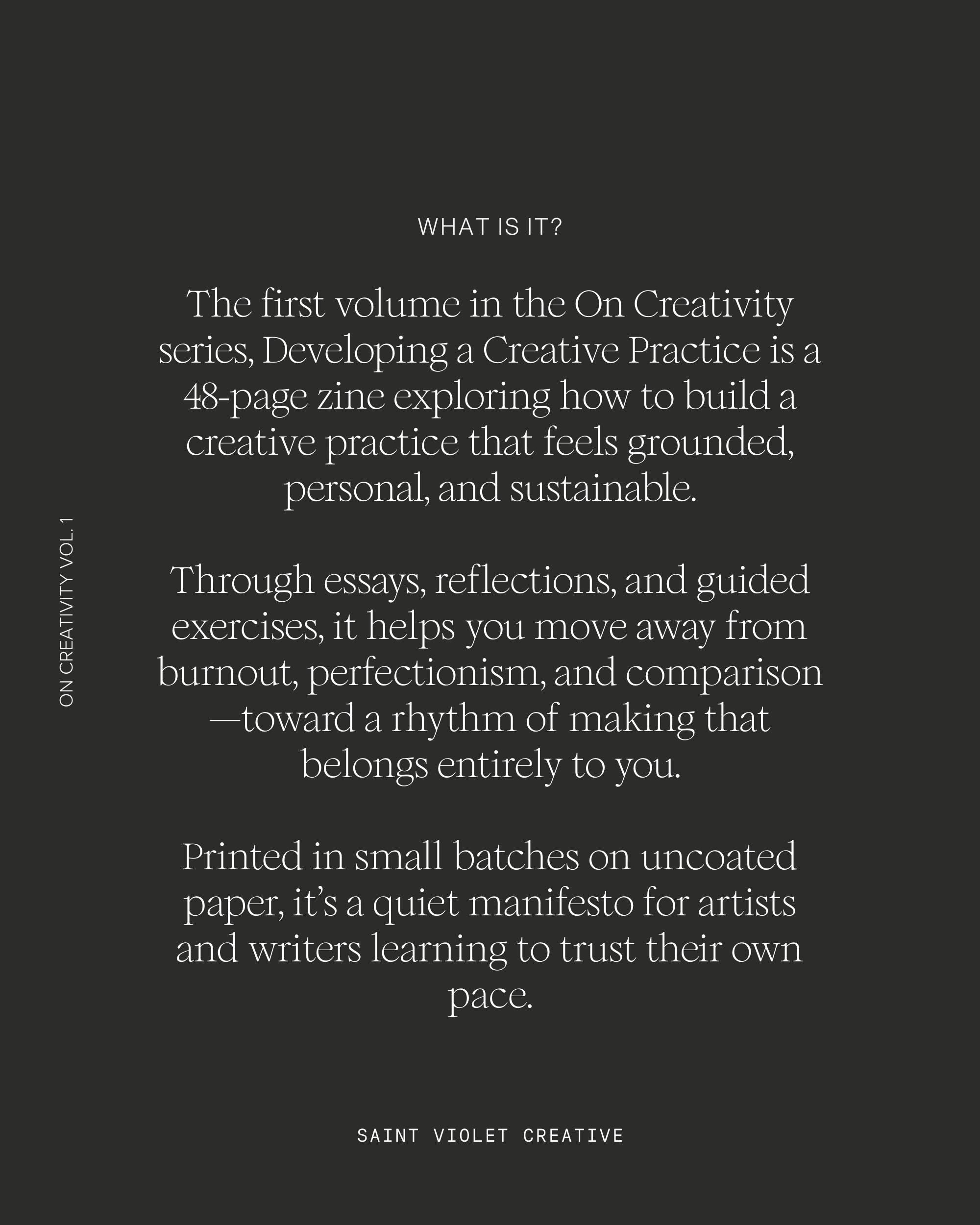 On Creativity Vol. 1: Developing a Creative Practice Zine