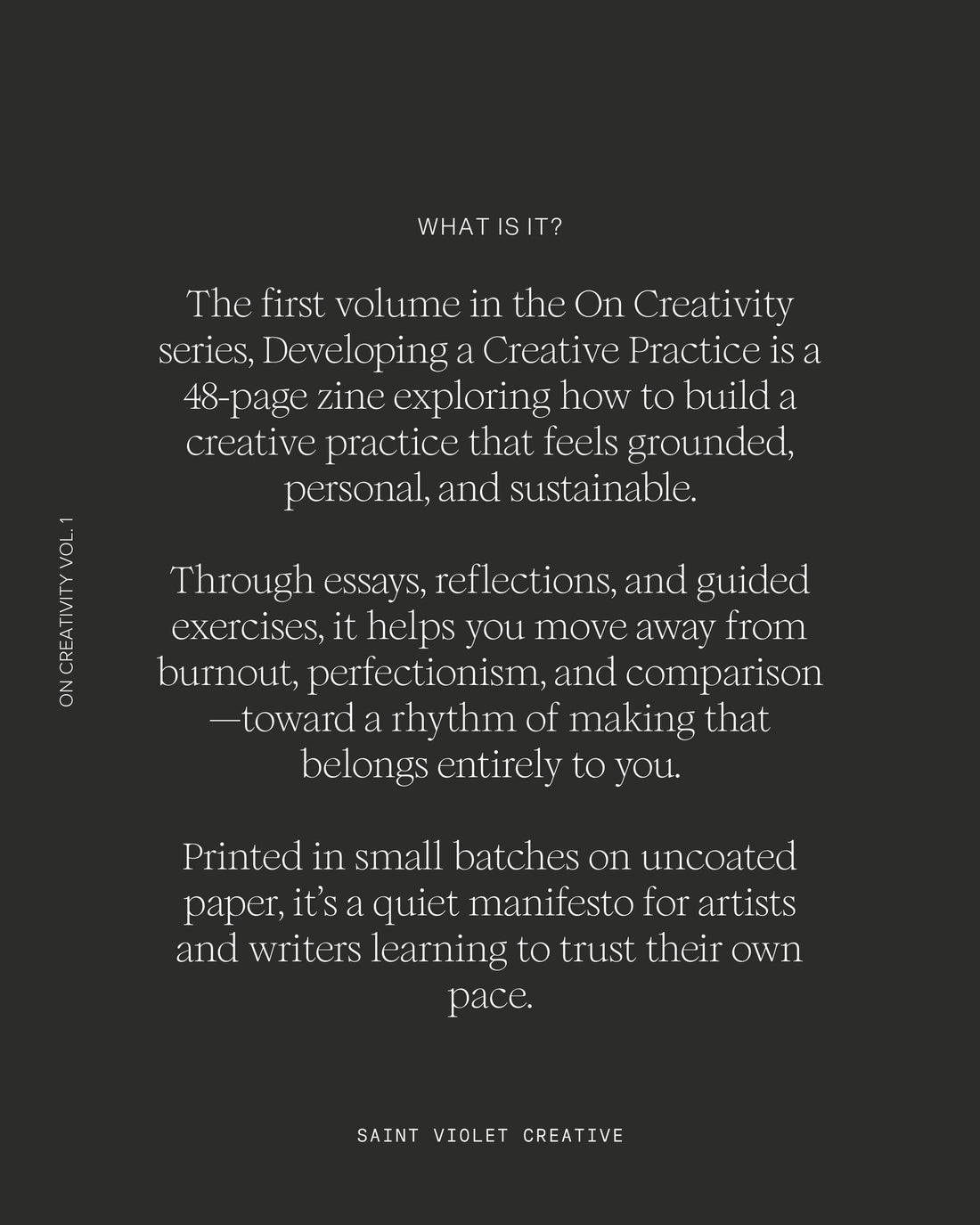 On Creativity Vol. 1: Developing a Creative Practice Zine