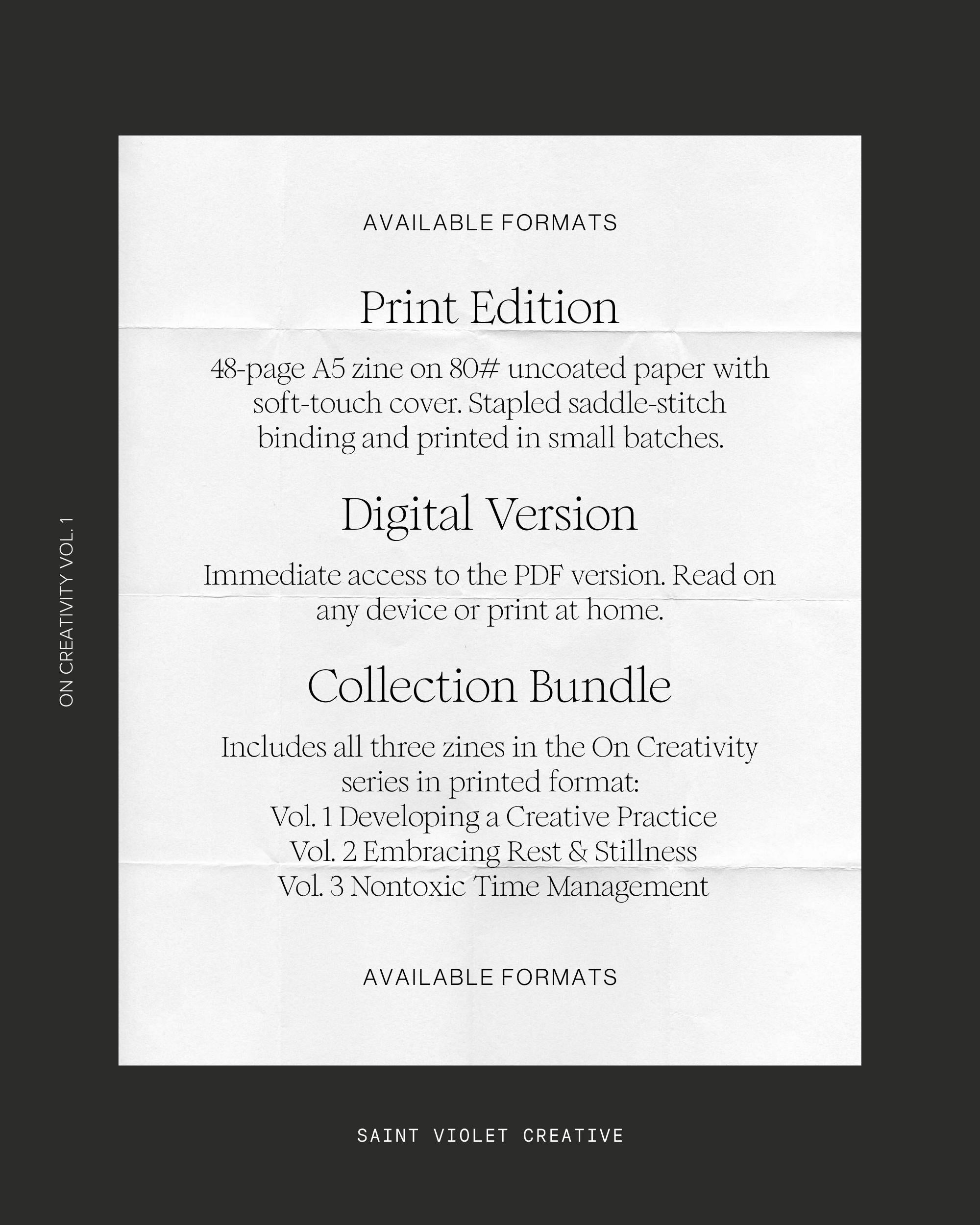 On Creativity Vol. 1: Developing a Creative Practice Zine