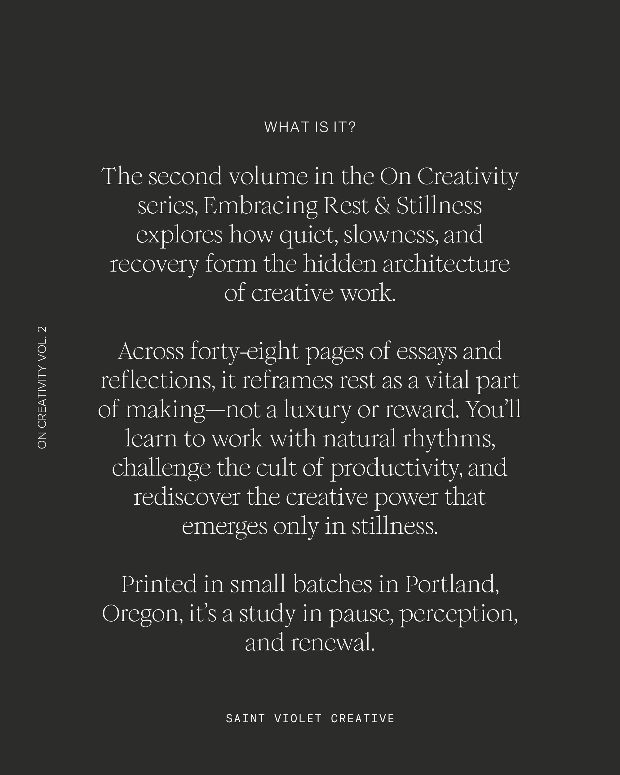 On Creativity Vol. 2: Embracing Rest & Stillness