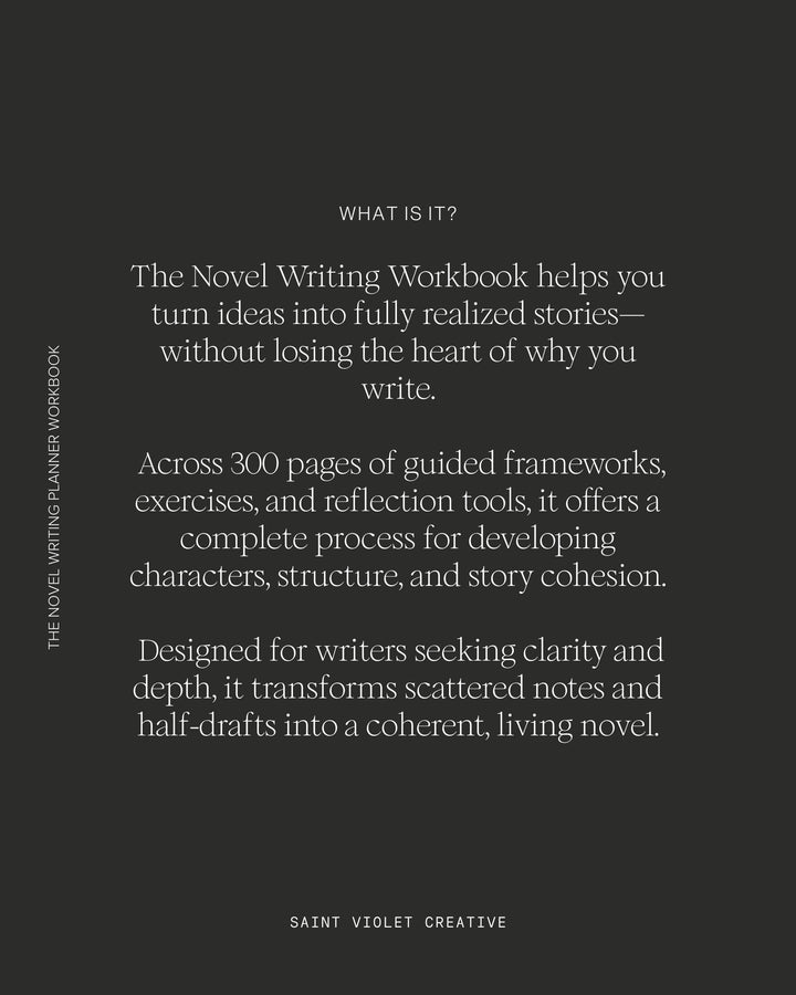 Author Planner and Novel Writing Workbook designed to guide you from first idea to completed manuscript. Includes creative writing prompts, structural frameworks, and story trackers. Perfect gift for writers learning how to write or refine their storytelling process.