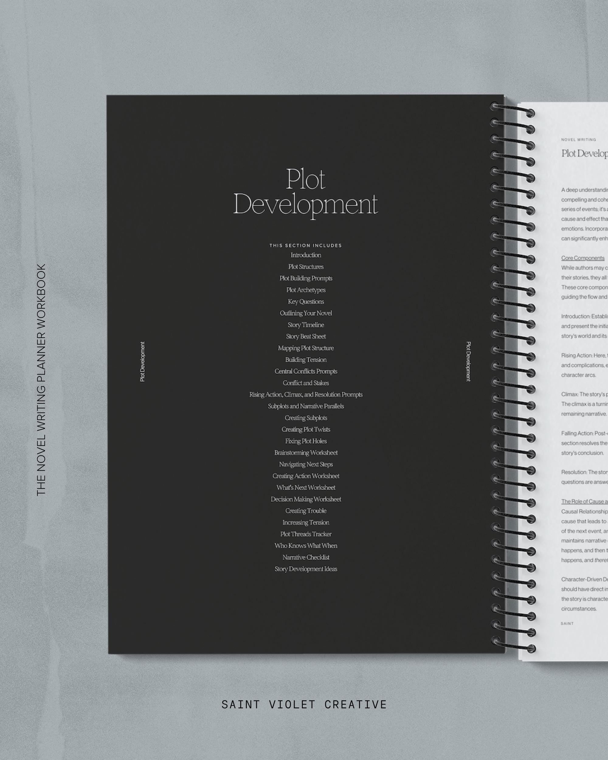 Novel Writing Workbook for authors and writers seeking creative structure. Includes guided pages for character creation, story planning, and editing. Great writer gift, creative writing planner, and comprehensive guide for outlining, writing, and finishing your novel.