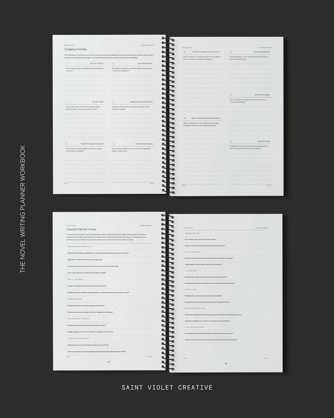 Creative Writing Workbook and Planner for authors who want to plot, track, and finish their novels. Includes prompts, worksheets, and structure templates. A writer gift and guide for outlining a story, organizing research, and managing your writing routine. Perfect for new or experienced novelists.