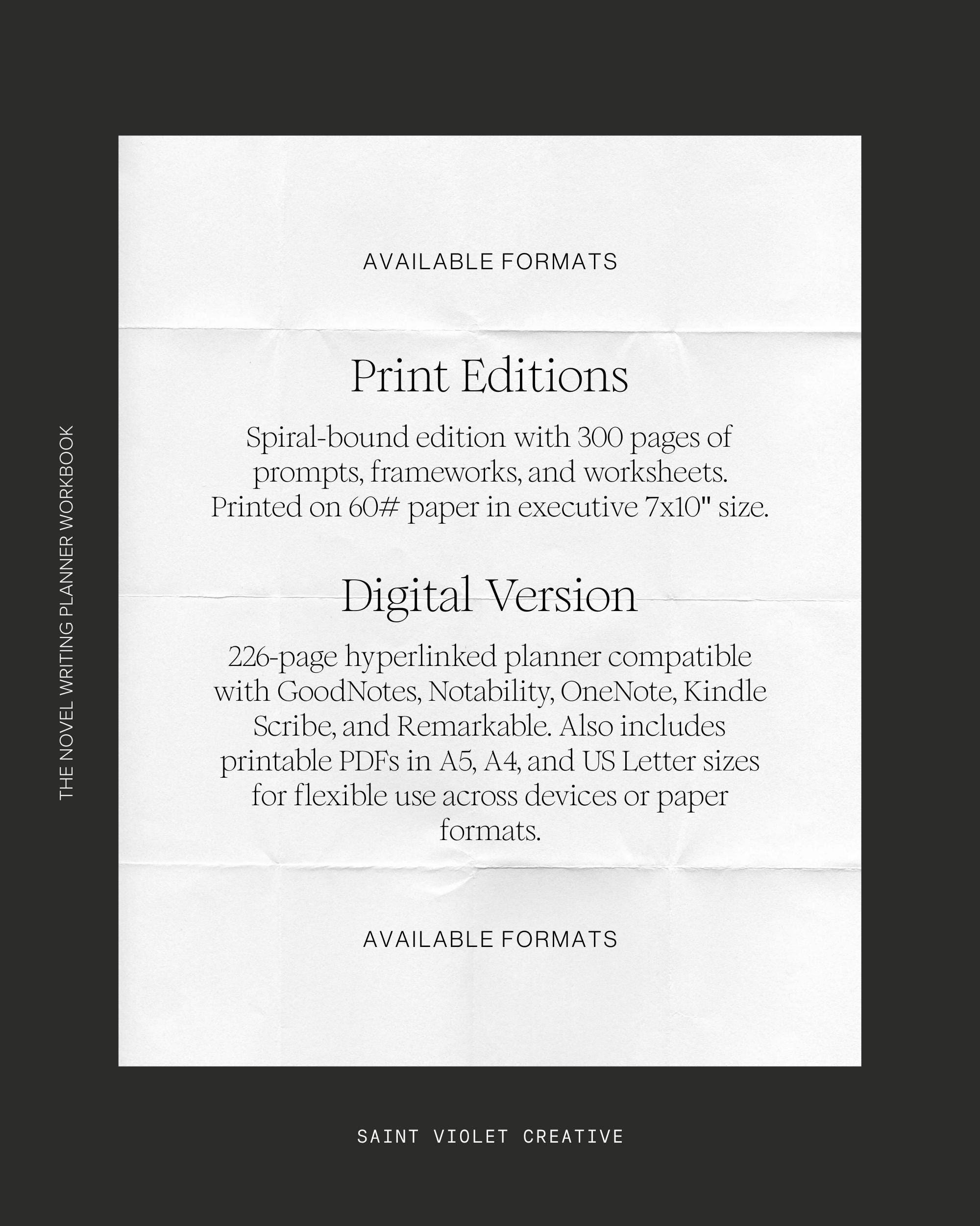 Creative Writing Workbook for novelists and authors. A detailed planner and guide with sections for character development, story mapping, and editing. Perfect for writers learning how to write a novel, plot effectively, and track progress. Great writer gift or author planner for creative professionals.