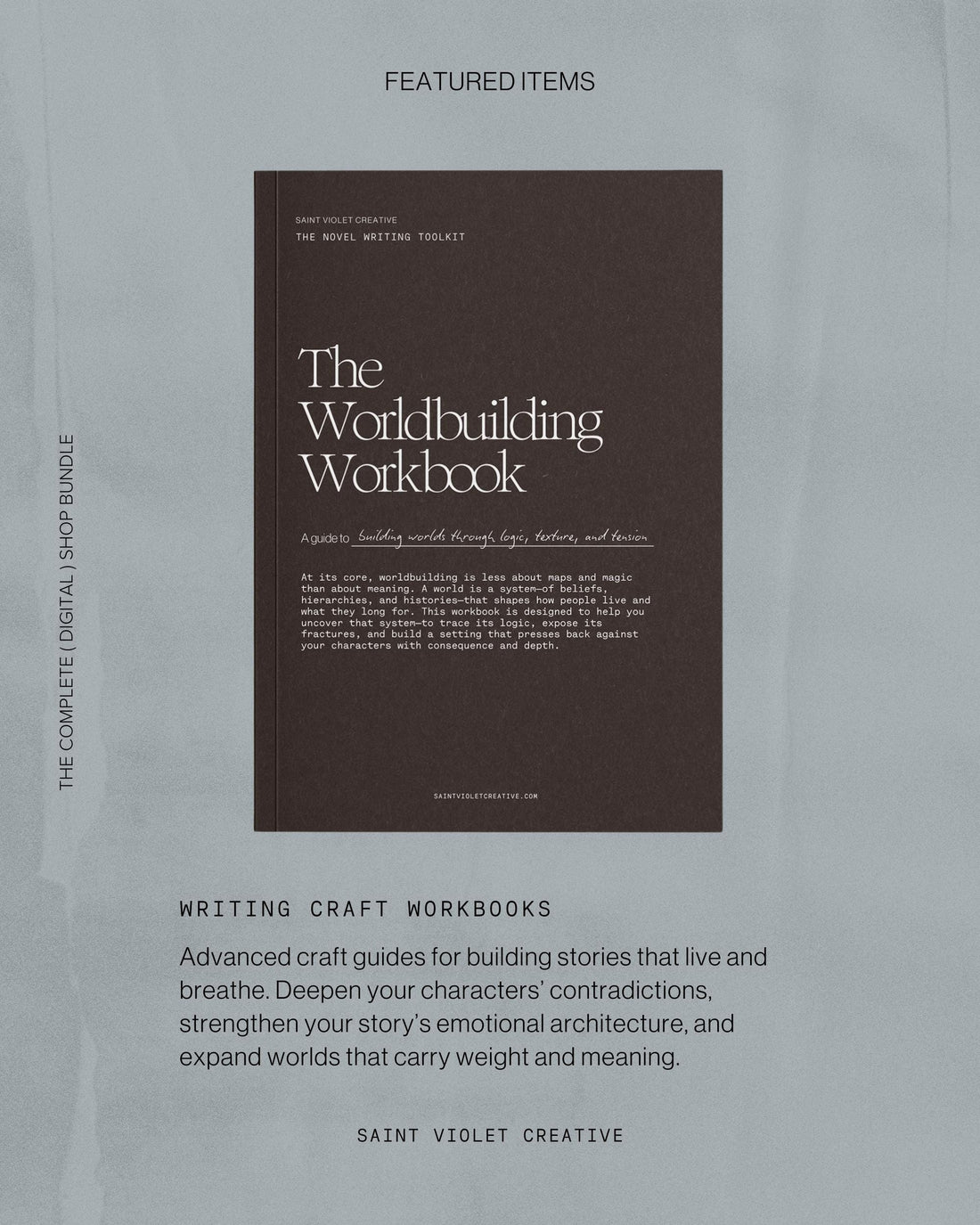 The Full Saint Violet Creative Digital Library — includes all writing workbooks, creative zines, printable planners, and Notion templates. A complete resource for artists and writers to manage projects, organize ideas, and reconnect with creative flow. Perfect digital writer gift.